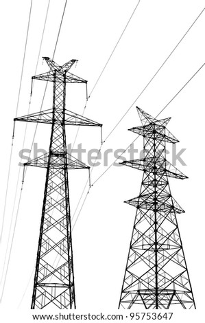 Electricity pylon isolated on white