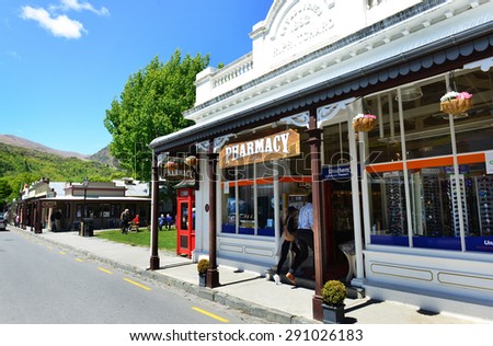 ARROWTOWN, NEW ZEALAND -  Nov 17: The old Pharmacy in Arrowtown on  Nov 17, 2014. Arrowtown is a historic gold mining town near Queenstown in Central Otago, New Zealand.