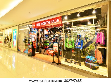 Bangkok,Thailand - July 29 : The North Face Store at Central World shopping mall on July 29, 2015. It is an American outdoor product company, and have over 3,500 locations across the globe.