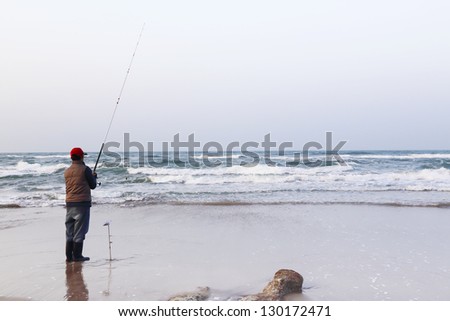 fish man on the beach