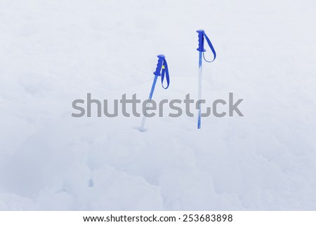 ski sticks in the snow