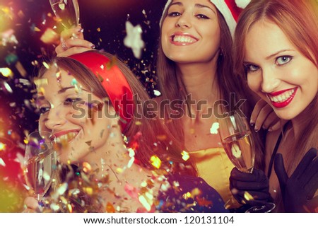 Three beautiful girls on the New Year's Eve