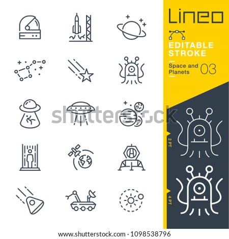 Lineo Editable Stroke - Space and Planets line icons