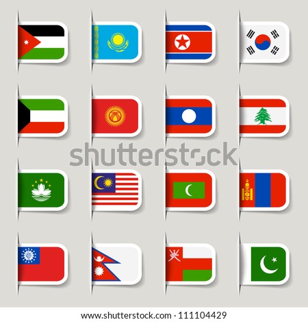 Label - Asian Flags