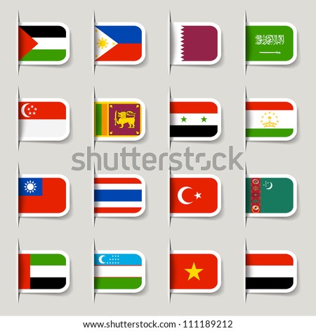 Label - Asian Flags