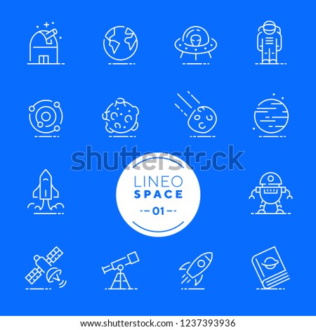 Lineo White - Space and Planets line icons (editable stroke)