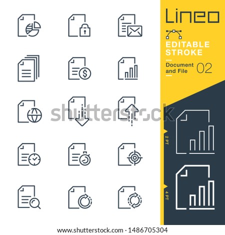 Lineo Editable Stroke - Document and File line icons