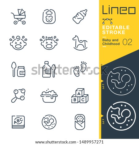 Lineo Editable Stroke - Baby and Childhood line icons