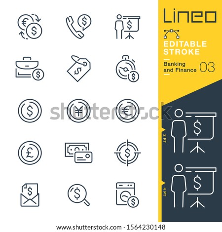 Lineo Editable Stroke - Banking and Finance line icons