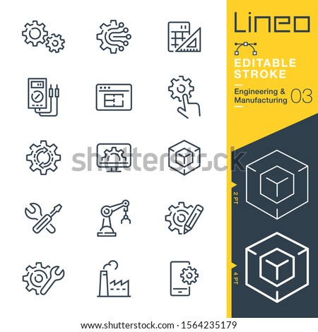 Lineo Editable Stroke - Engineering and Manufacturing line icons