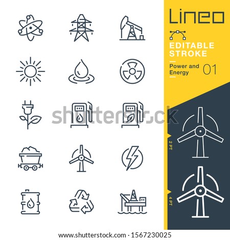 Lineo Editable Stroke - Power and Energy line icons