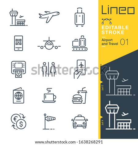 Lineo Editable Stroke - Airport and Travel outline icons