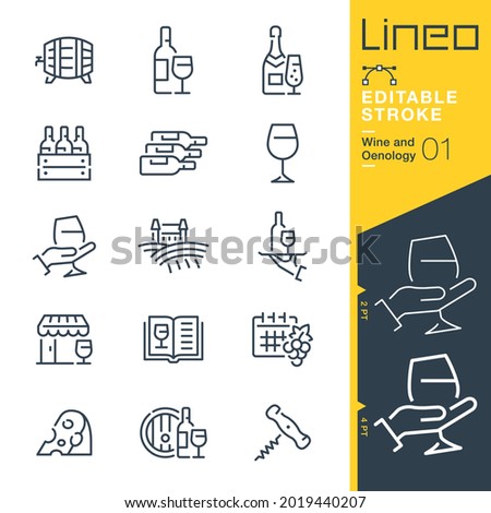 Lineo Editable Stroke - Wine and Oenology line icons
