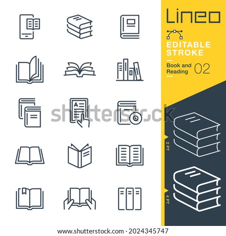 Lineo Editable Stroke - Book and Reading line icons
