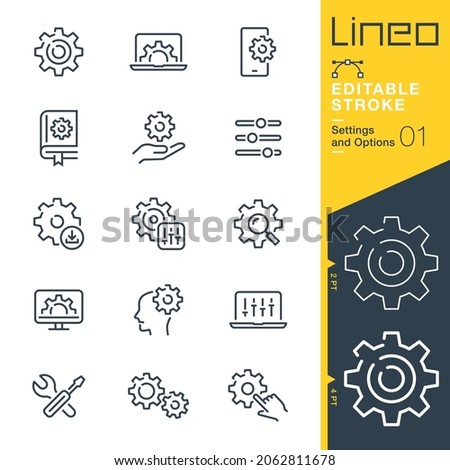 Lineo Editable Stroke - Settings and Options line icons Photo stock © 