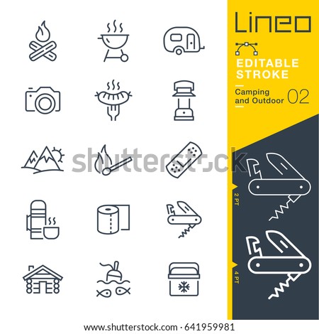 Lineo Editable Stroke - Camping and Outdoor outline icons
Vector Icons - Adjust stroke weight - Expand to any size - Change to any colour