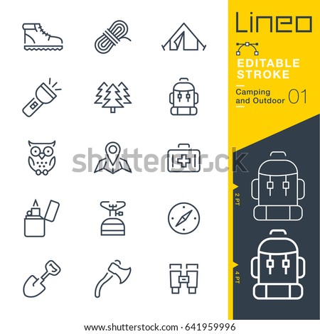 Lineo Editable Stroke - Camping and Outdoor outline icons
Vector Icons - Adjust stroke weight - Expand to any size - Change to any colour