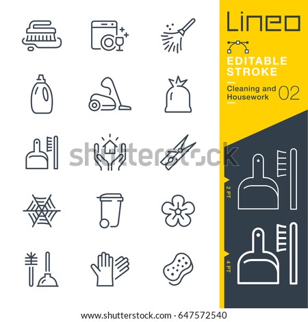 Lineo Editable Stroke - Cleaning and Housework line icons
Vector Icons - Adjust stroke weight - Expand to any size - Change to any colour