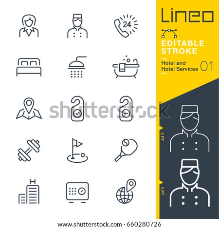 Lineo Editable Stroke - Hotel line icons
