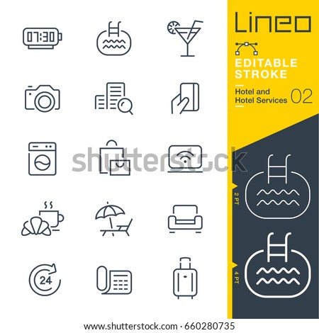 Lineo Editable Stroke - Hotel line icons