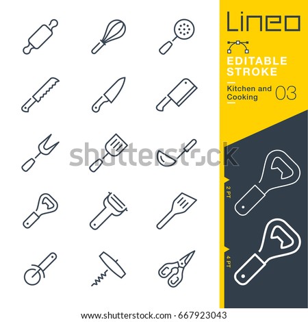 Lineo Editable Stroke - Kitchen and Cooking line icons
Vector Icons - Adjust stroke weight - Expand to any size - Change to any colour