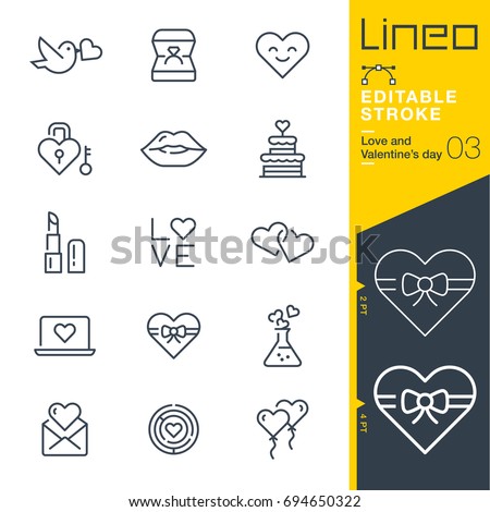 Lineo Editable Stroke - Love and Valentine’s day line icons
Vector Icons - Adjust stroke weight - Expand to any size - Change to any colour