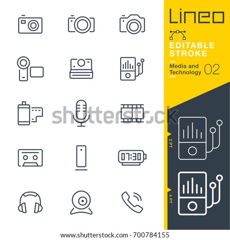 Line Editable Stroke - Media and Technology line icons
Vector Icons - Adjust stroke weight - Expand to any size - Change to any colour