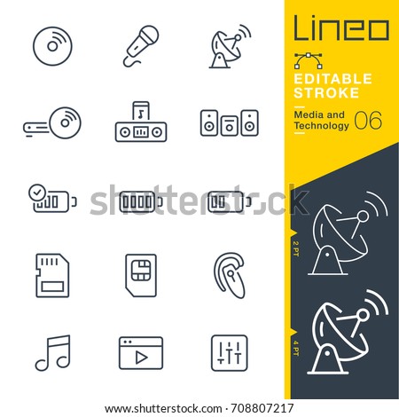 Lineo Editable Stroke - Media and Technology line icons
Vector Icons - Adjust stroke weight - Expand to any size - Change to any colour