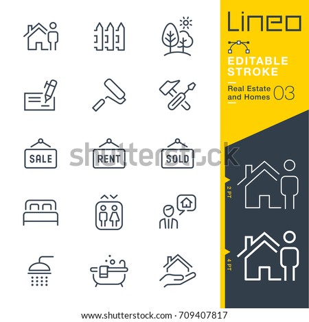 Lineo Editable Stroke - Real Estate and Homes line icons.
Vector Icons - Adjust stroke weight - Expand to any size - Change to any colour