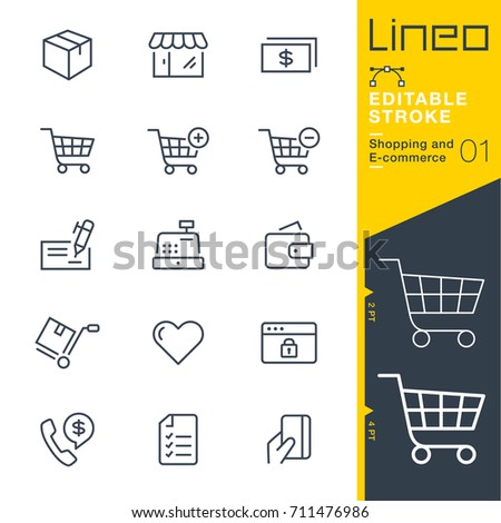Lineo Editable Stroke - Shopping and E-commerce line icons
Vector Icons - Adjust stroke weight - Expand to any size - Change to any colour