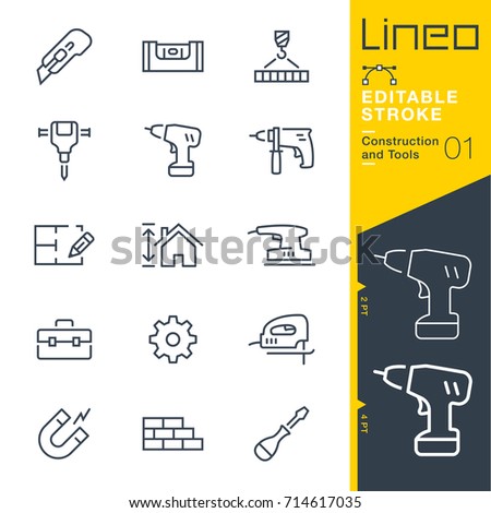 Lineo Editable Stroke - Construction and Tools line icons
Vector Icons - Adjust stroke weight - Expand to any size - Change to any colour