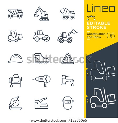 Lineo Editable Stroke - Construction and Tools line icons
Vector Icons - Adjust stroke weight - Expand to any size - Change to any colour