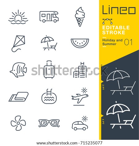 Lineo Editable Stroke - Holiday and Summer line icons
Vector Icons - Adjust stroke weight - Expand to any size - Change to any colour