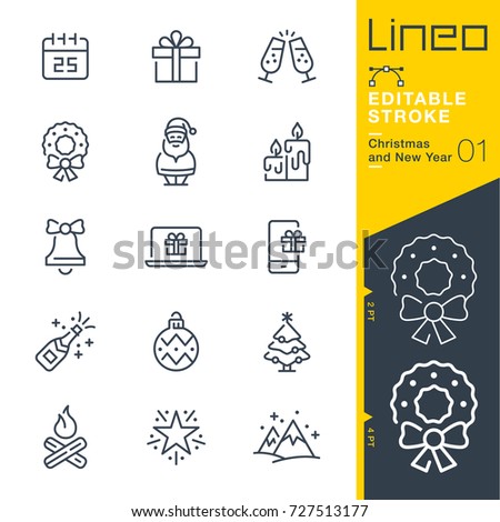 Lineo Editable Stroke - Christmas and New Year line icons
Vector Icons - Adjust stroke weight - Expand to any size - Change to any colour