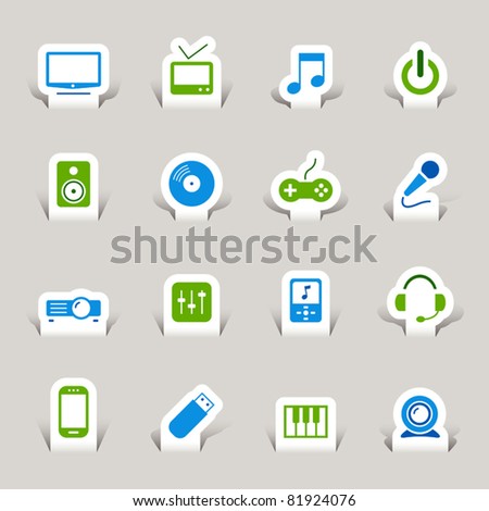 Paper cut - Media icons