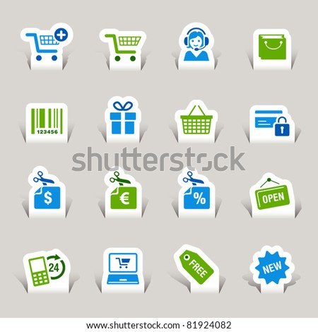 Paper cut - Shopping icons