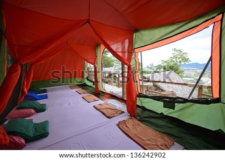 inside Camping tent on mountain, phuket view