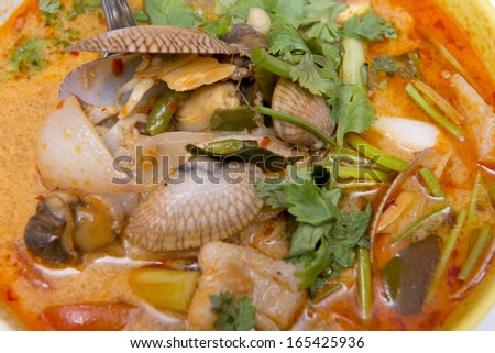 spicy soup with clams, thai seafood