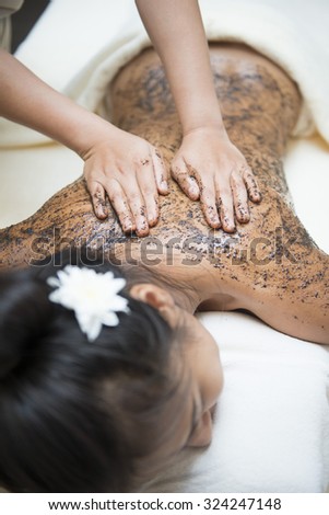 massage with coffee scrub by therapists, scrub