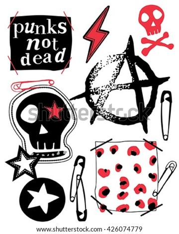 Punk Patches Grunge Cutout Style Stock Vector Illustration 426074779