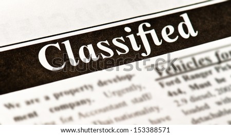 Fake Classified Ad, newspaper, business concept