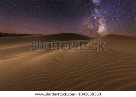 Similar – Image, Stock Photo Amazing view of starry sky over desert