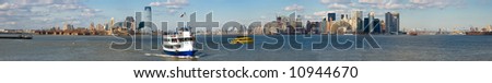 New York Panorama - Waterfront View with Boats on Manhattan and New Jersey Skyline