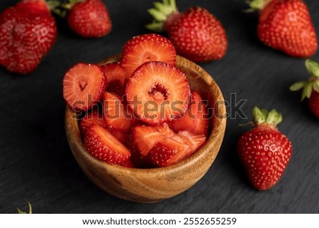 Similar – Image, Stock Photo Closeup of several red tomatoes