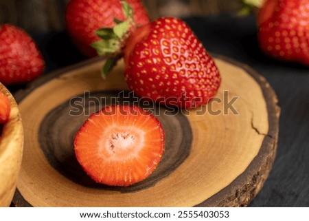 Similar – Image, Stock Photo Closeup of several red tomatoes