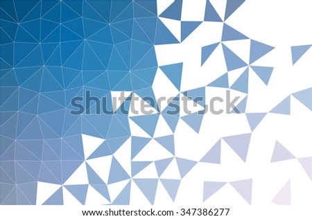 Vector and Illustration of a fading low polygon background made with blue triangles.