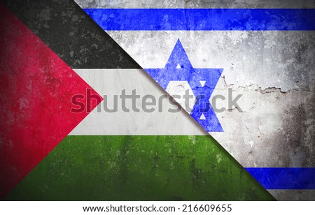 Palestine confrontation Israel concept War flag grunge vintage retro style