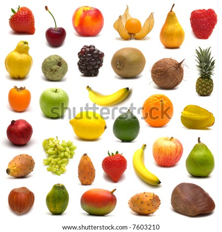 Large Page Of Fruits On White Background Stock Photo 7603210 : Shutterstock