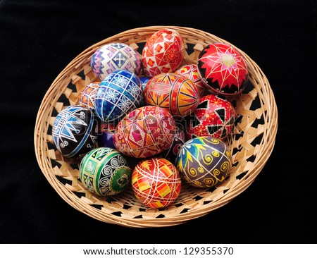 Easter basket of Ukrainian Easter eggs
