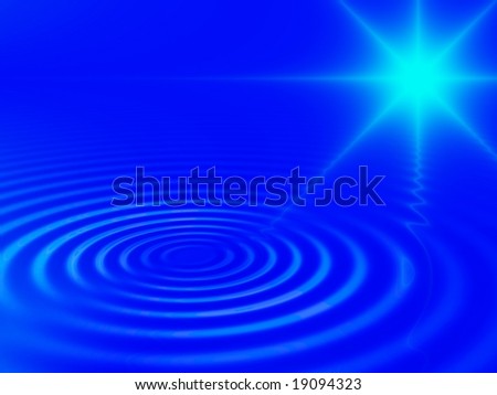 Fractal image depicting a bright cold winter sun reflected in rippled water.